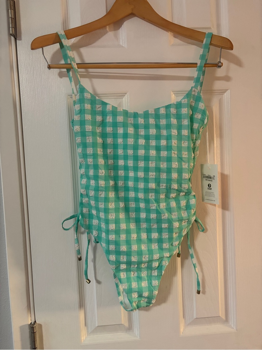Vitamin A Seafoam and White Gingham One-Piece Swimsuit